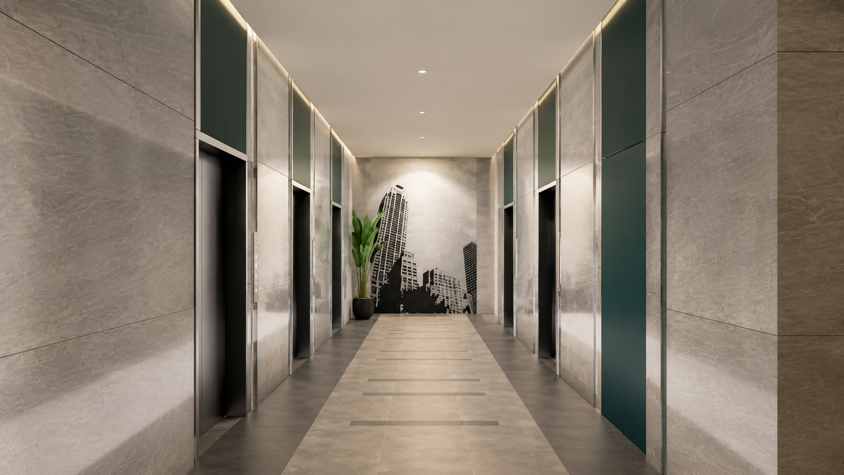 Olin at Jade Drive elevator lobby